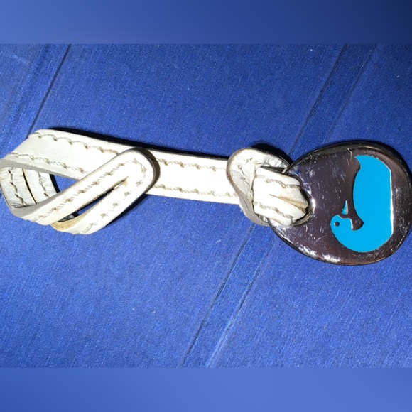 DOONEY & BOURKE SILVER BLUE DUCK WHITE LEATHER KEY FOB BAG CHARM KEYCHAIN - Picture 3 of 6